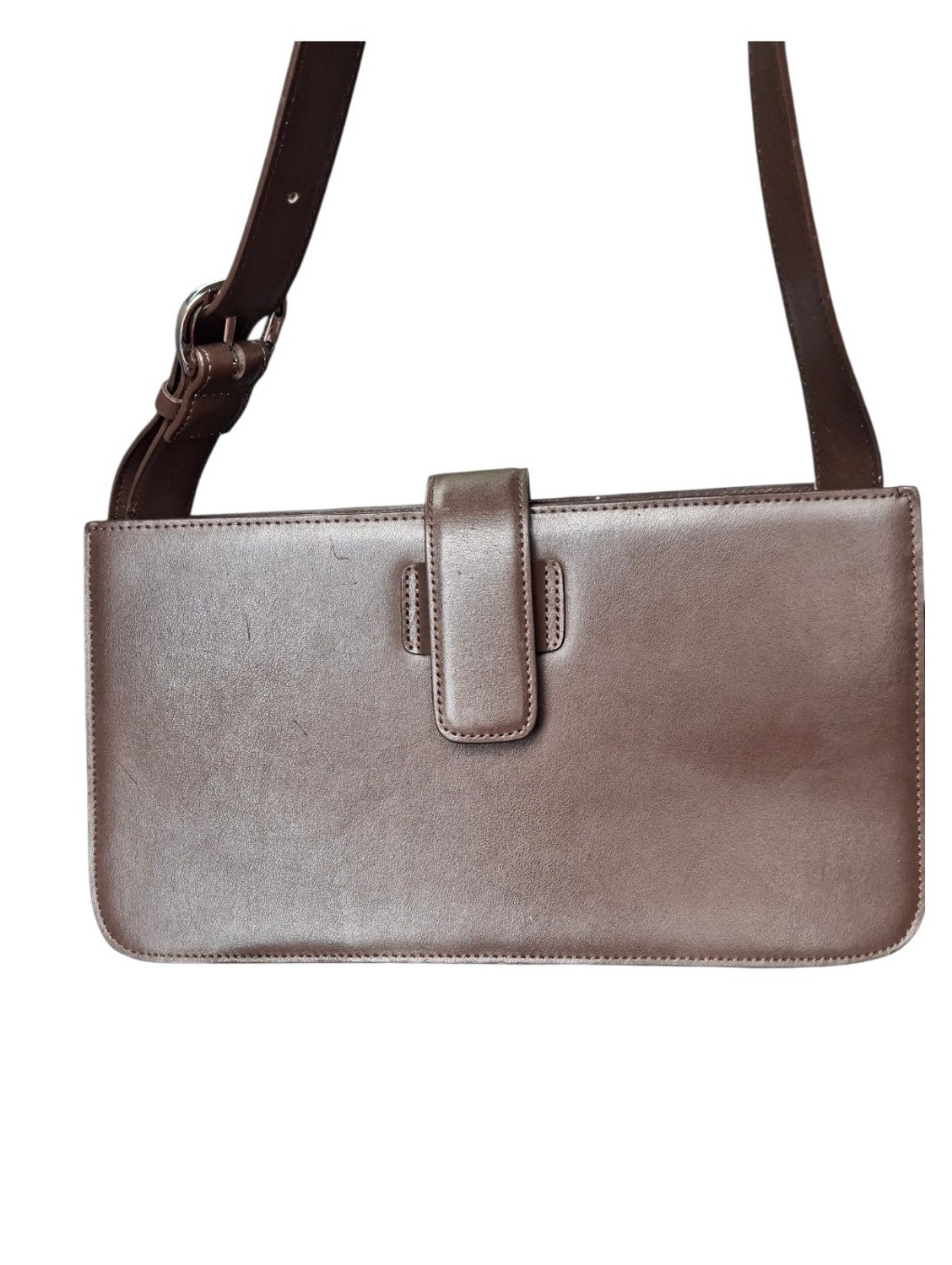 Fossil Vintage Brown Structured Leather Shoulder Bag 10.5x6